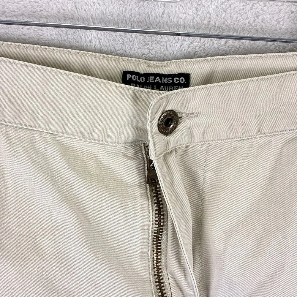 VTG Polo Jeans Co Ralph Lauren Cargo Shorts Men 36 (38) Khaki Skate Baggy Y2K
